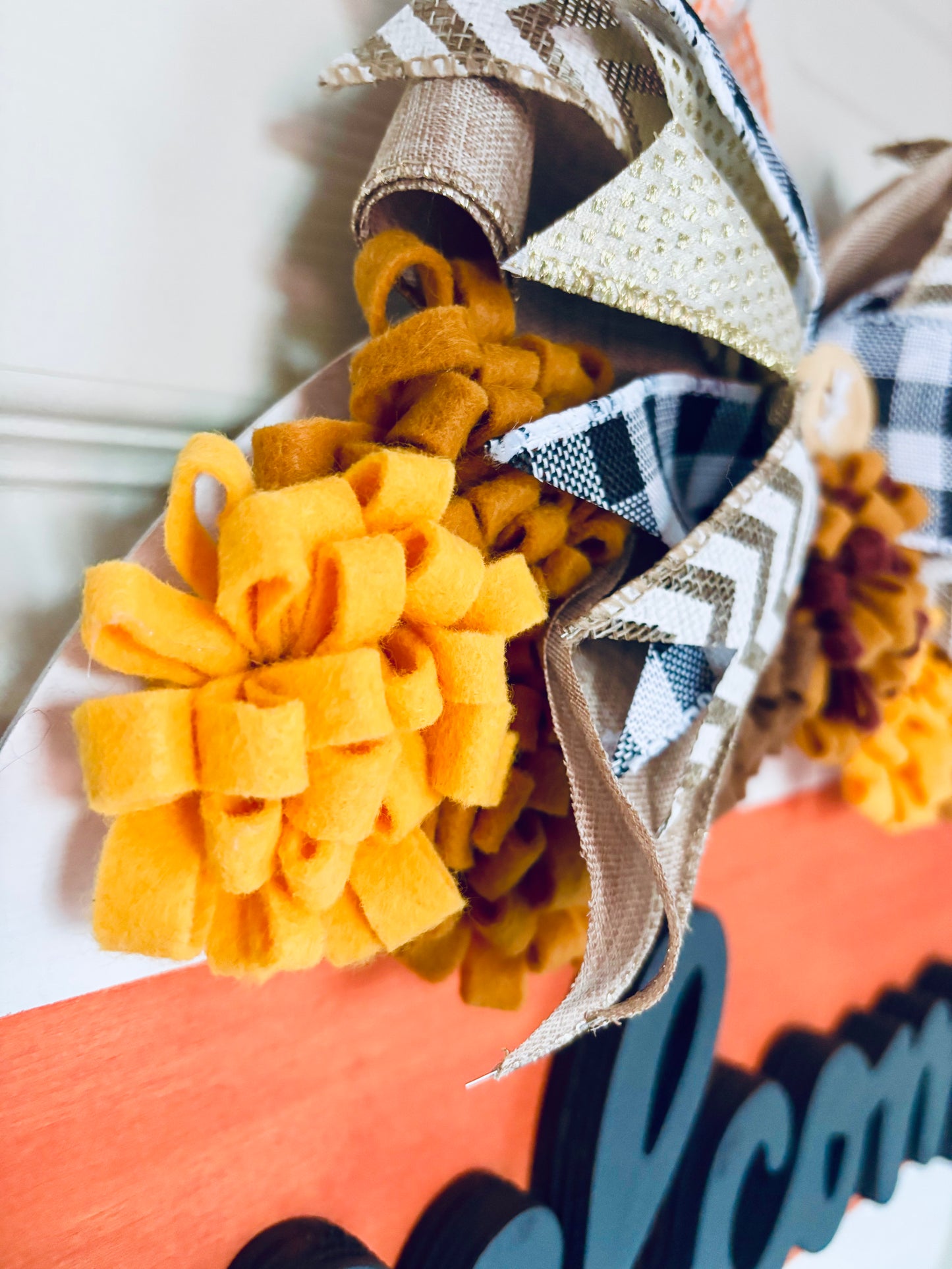 Burlap and Marigolds Welcome Sign