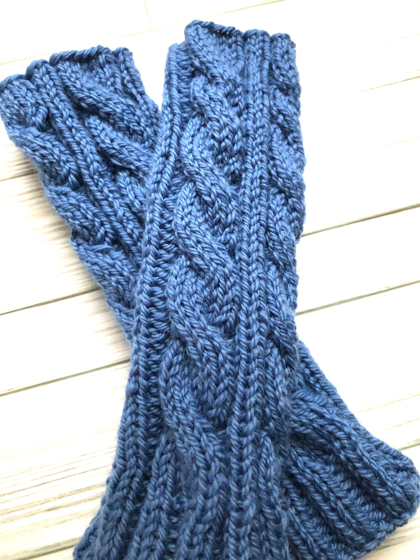 Irish Cables Arm Warmers (Blue)