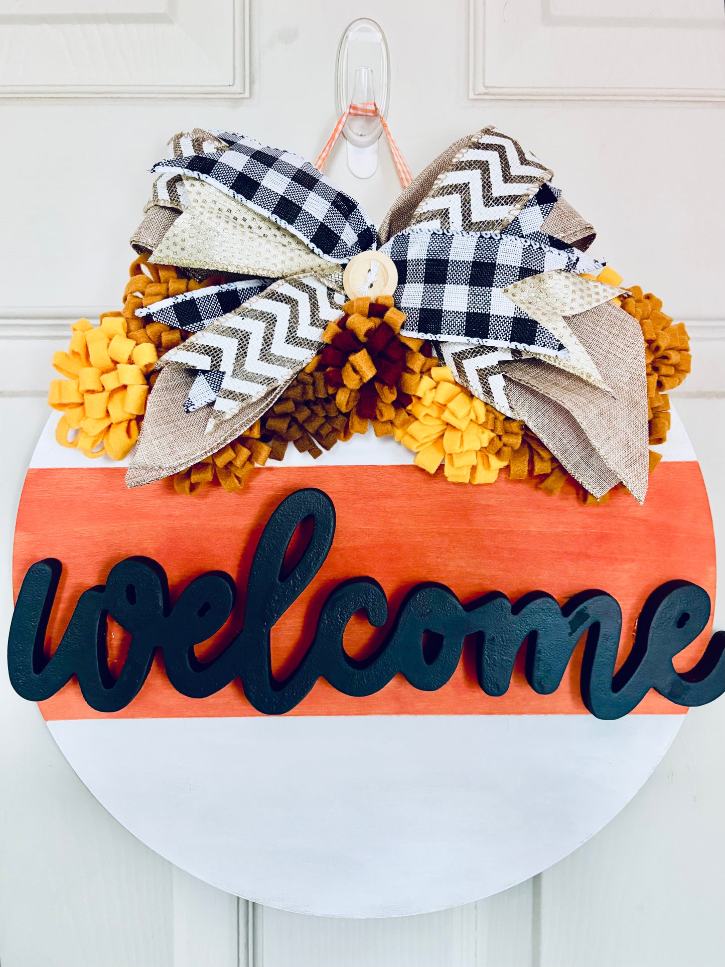 Burlap and Marigolds Welcome Sign
