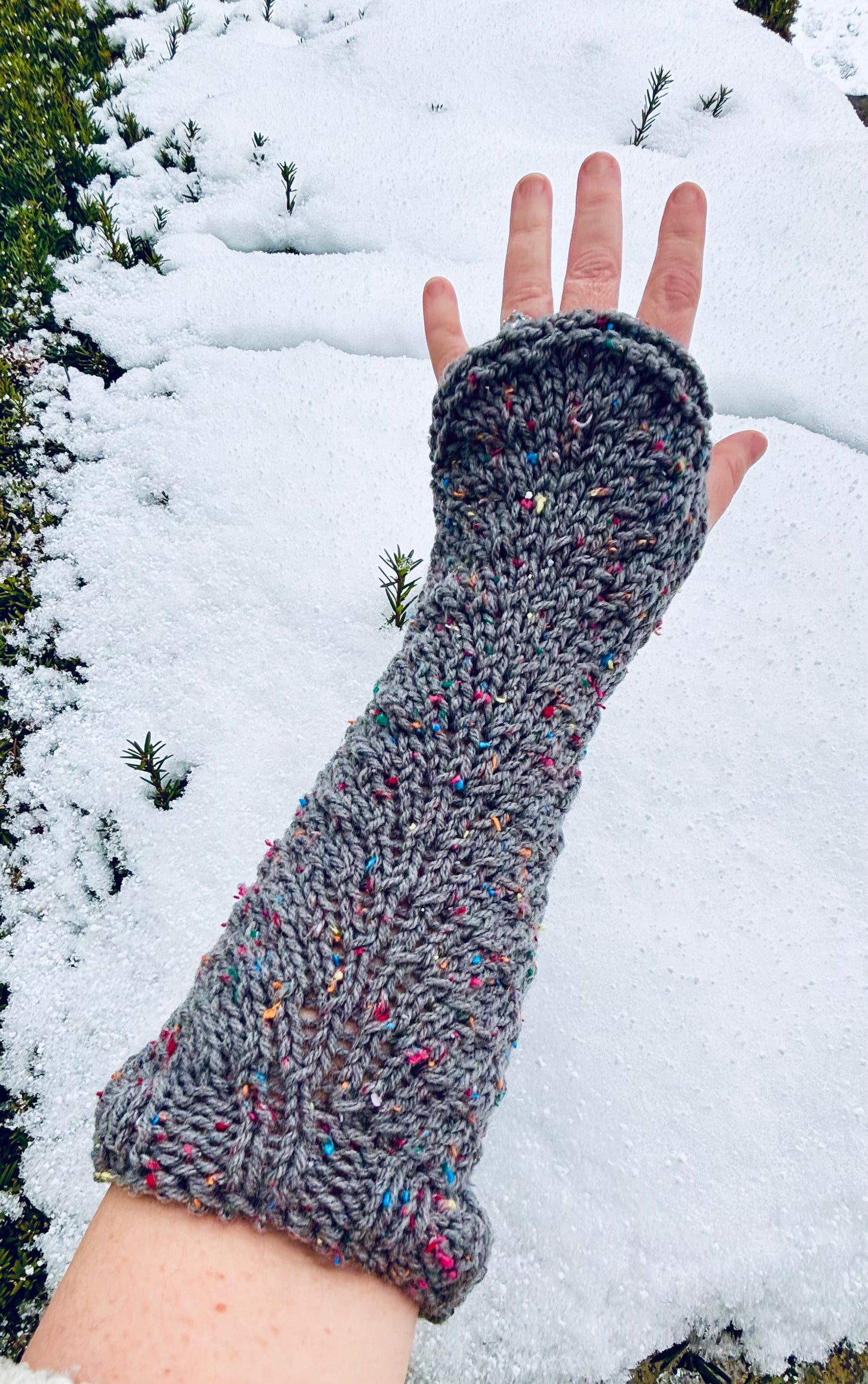 Charcoal and Confetti Arm Warmers