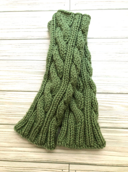 Irish Cables Arm Warmers (Green)