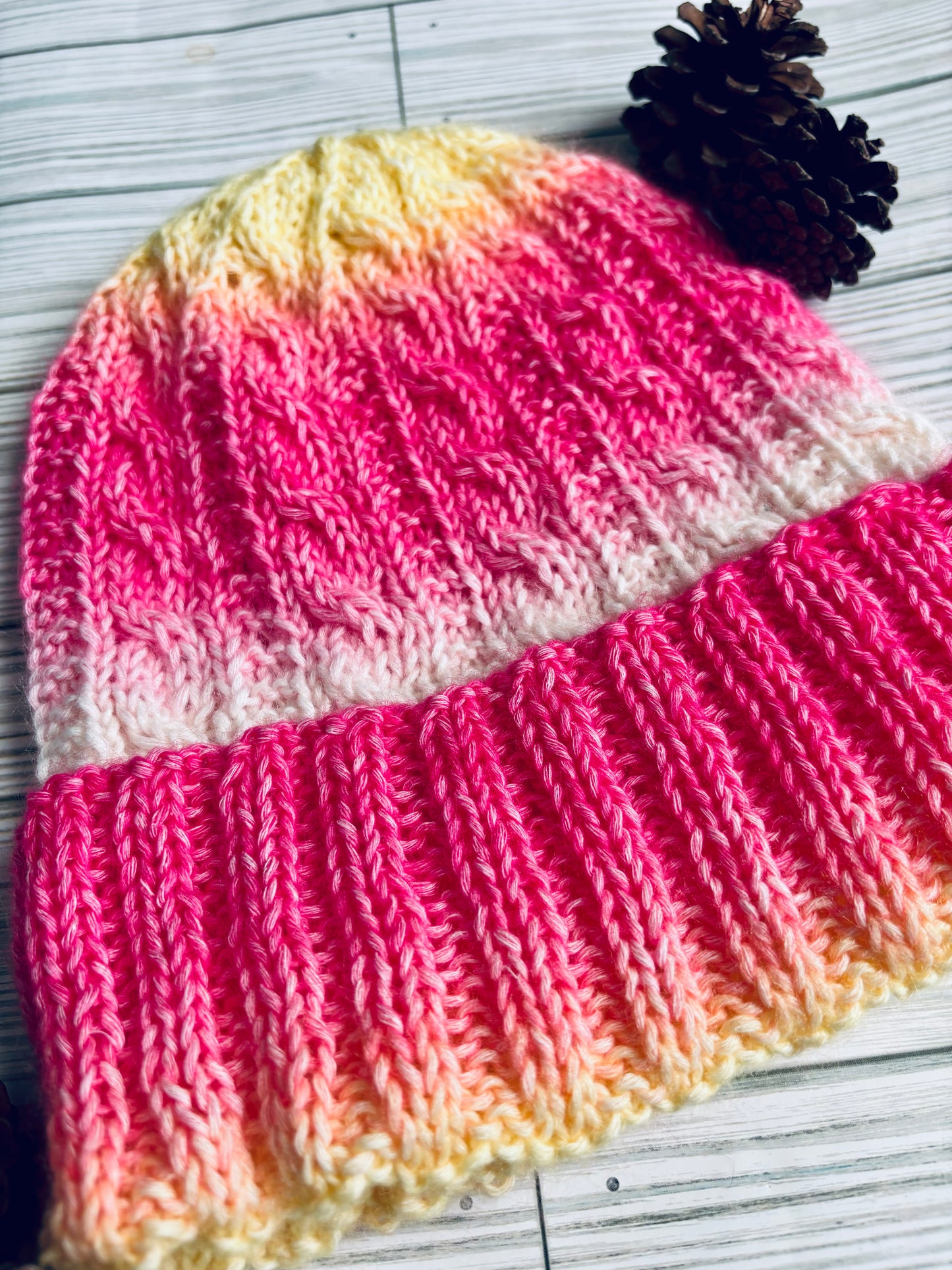 Mountain Sunrise Cabled Hat