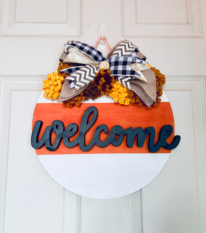 Burlap and Marigolds Welcome Sign