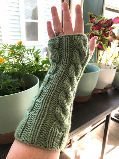 Irish Cables Arm Warmers (Green)